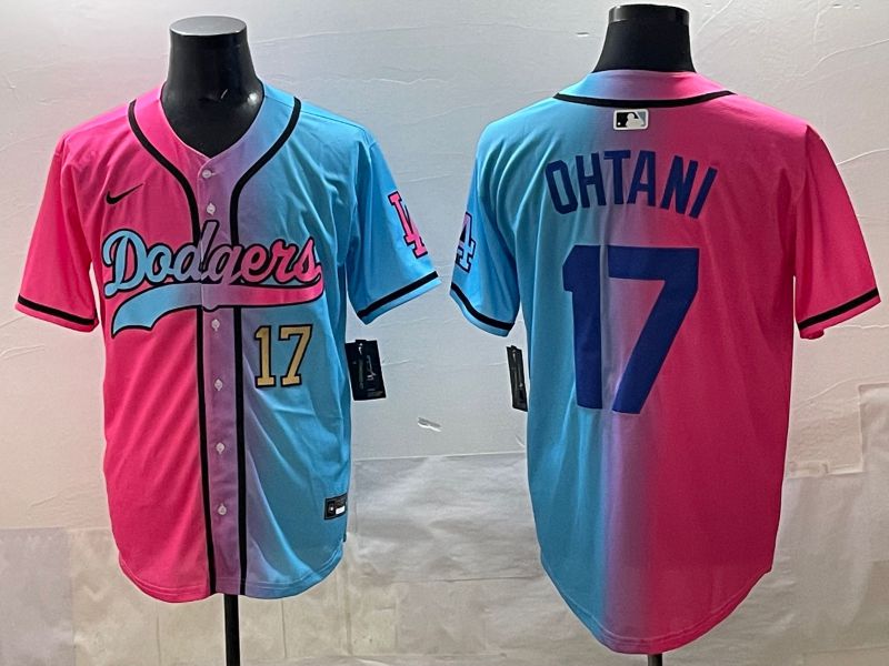Men Los Angeles Dodgers #17 Ohtani Blue pink Game 2025 Nike MLB Jersey style 0016->new york yankees->MLB Jersey